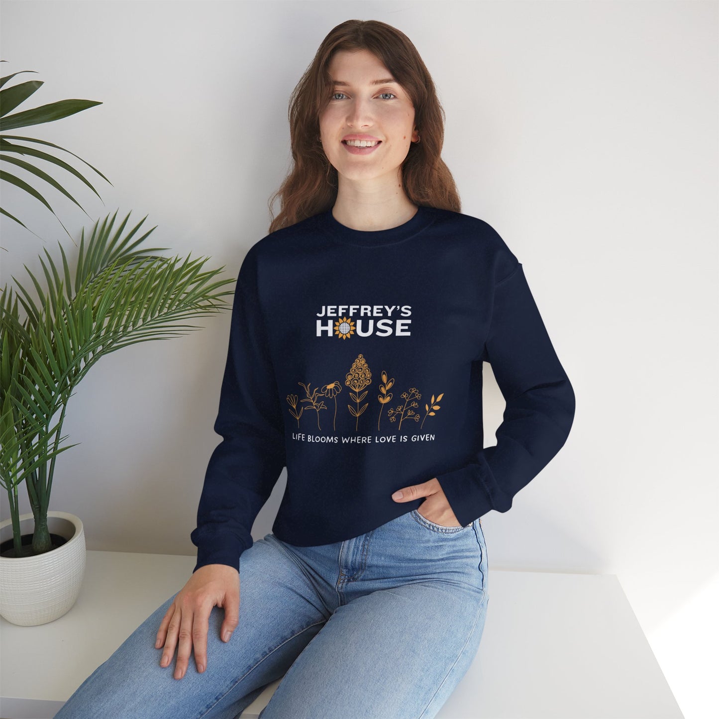 Jeffrey's House Floral Unisex Heavy Blend™ Crewneck Sweatshirt